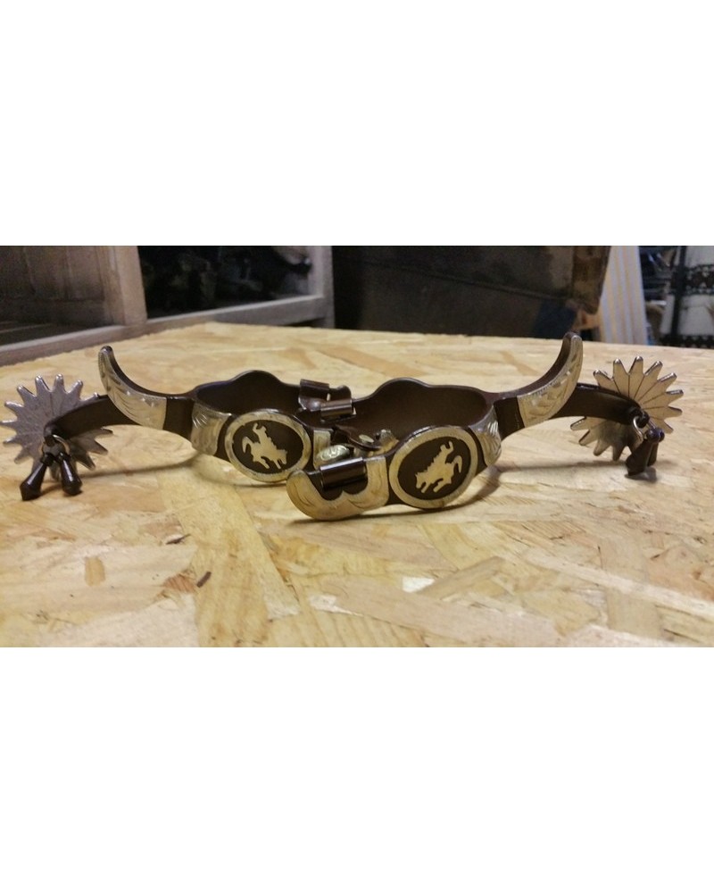 eperon western equitation cheval randonnee pools lanière courroie usa spur straps