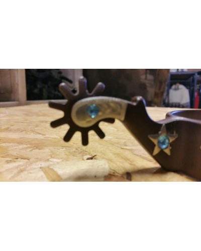 eperon western equitation cheval randonnee pools lanière courroie usa spur straps