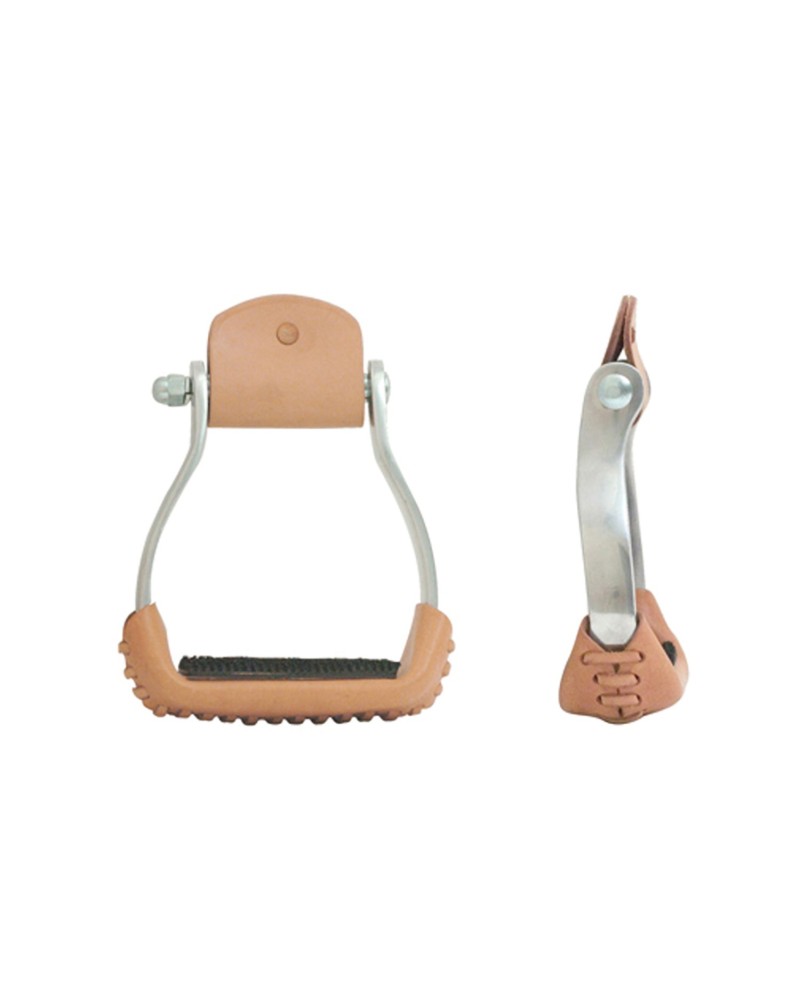 ETRIER WESTERN CHEVAL EQUITATION BOIS CUIR REWHIDE  GUETRE AMERICAINE