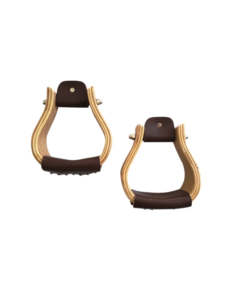 ETRIER WESTERN CHEVAL EQUITATION BOIS CUIR REWHIDE  GUETRE AMERICAINE