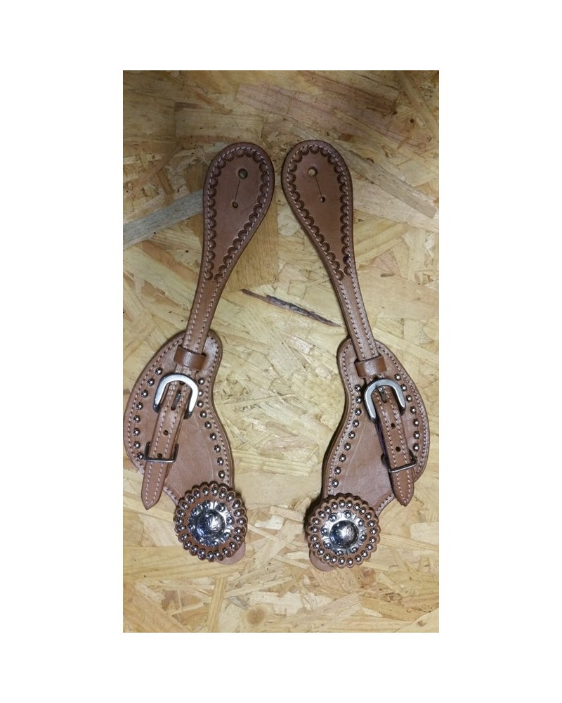 eperon western equitation cheval randonnee pools lanière courroie usa spur straps