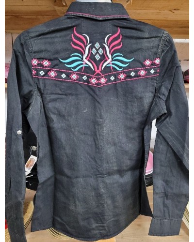 CHEMISE WESTERN AMERICAINE WRANGLER JACK DANIELS STARS AND STRIPES