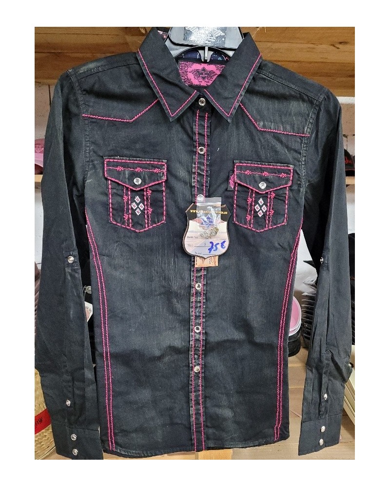 CHEMISE WESTERN AMERICAINE WRANGLER JACK DANIELS STARS AND STRIPES