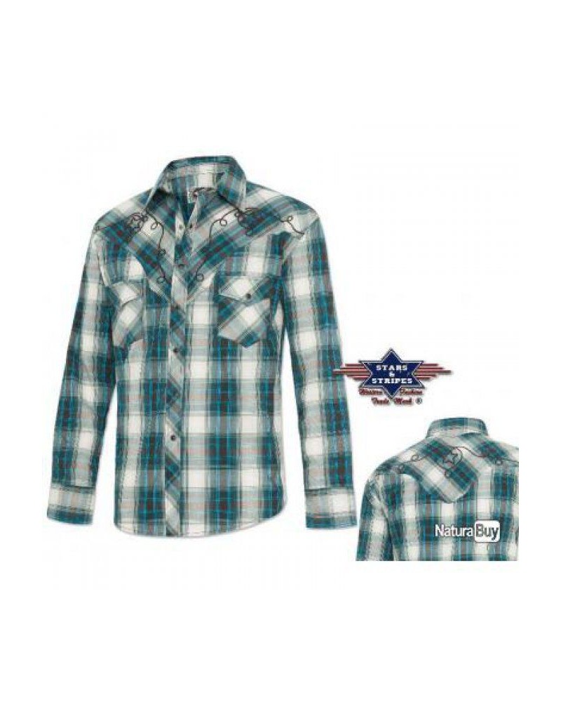 CHEMISE WESTERN AMERICAINE WRANGLER JACK DANIELS STARS AND STRIPES