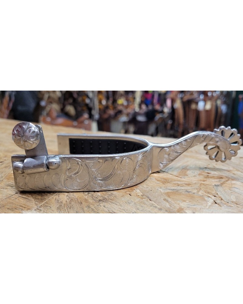 eperon western equitation cheval randonnee pools lanière courroie usa spur straps METALAB