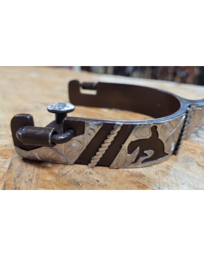 eperon western equitation cheval randonnee pools lanière courroie usa spur straps METALAB