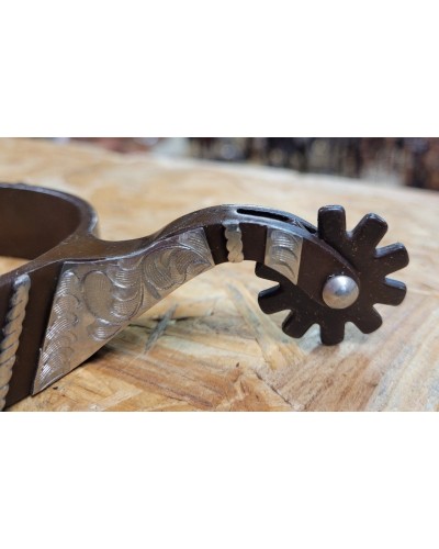 eperon western equitation cheval randonnee pools lanière courroie usa spur straps METALAB