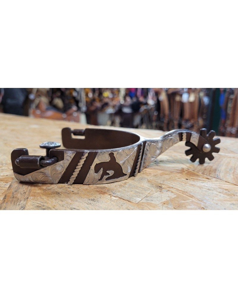 eperon western equitation cheval randonnee pools lanière courroie usa spur straps METALAB