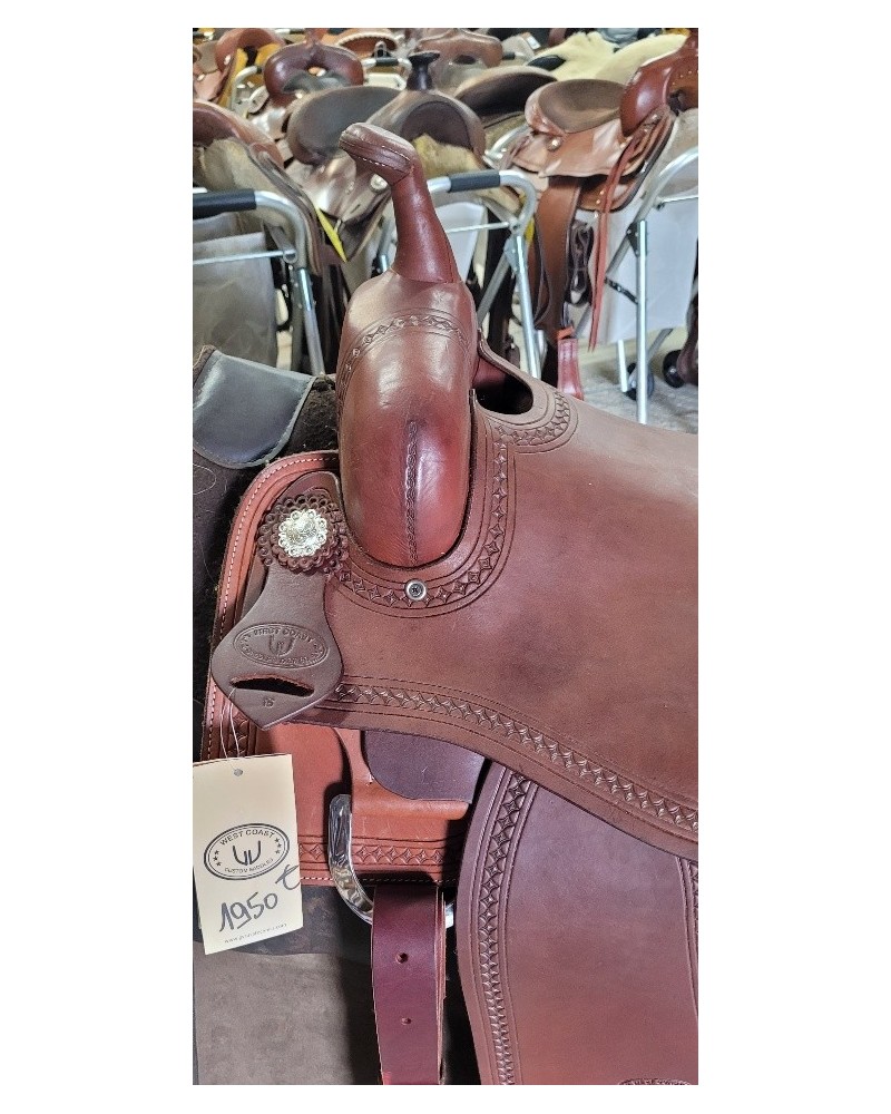 Deen, Enterprises Tige synthétique Western Barrel Racing Trail Equestrian Selle de cheval Tack Get Headstall Collar & Rênes Taille 42 à 46 (14