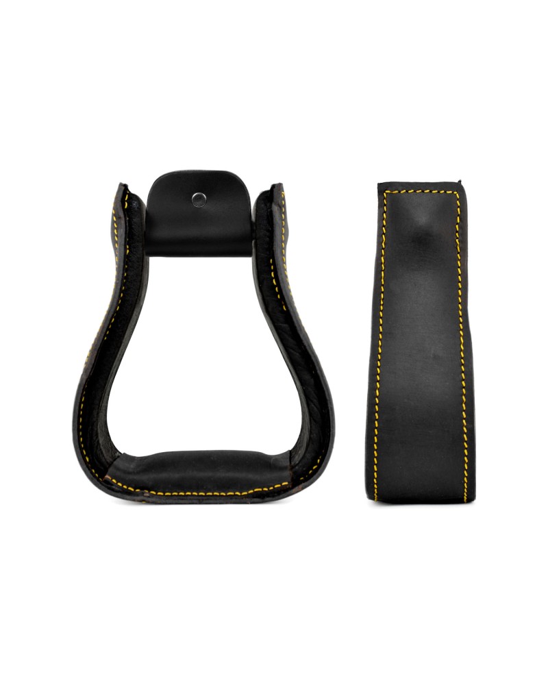 Étrier Western Vintage Pour Cheval - Enveloppé De Cuir - Occasion En Bon État Général Avec Usures Normales