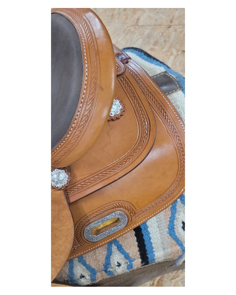 Selle Américaine De Barrel Racing American Saddlery 15 Pouces, Cuir, Occasion (8.5/10)