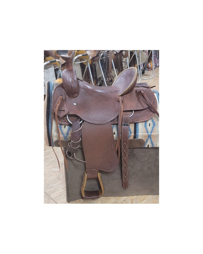 selle équitation western  barrel compétition west coast showman double s USA