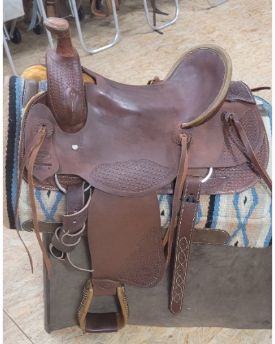 selle équitation western  barrel compétition west coast showman double s USA