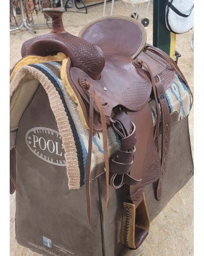 selle équitation western  barrel compétition west coast showman double s USA