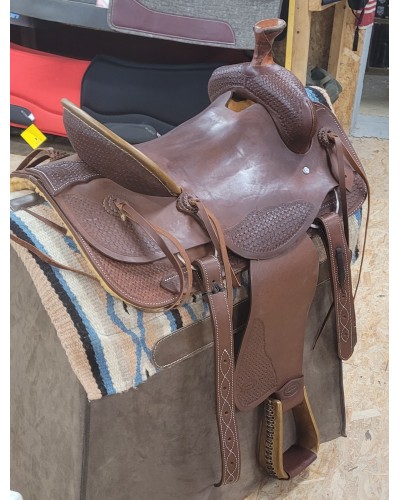 selle équitation western  barrel compétition west coast showman double s USA