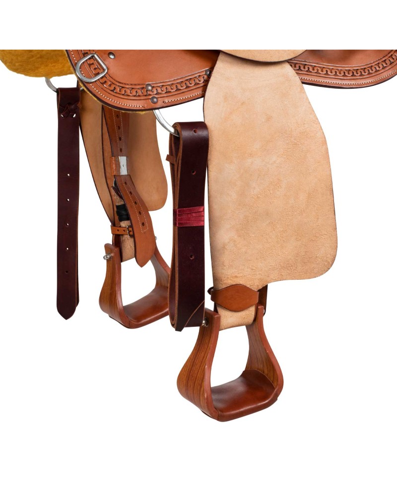 Selle Western Wade En Cuir Noir 16" - Avec Rouleaux Pour Cheval De Trait