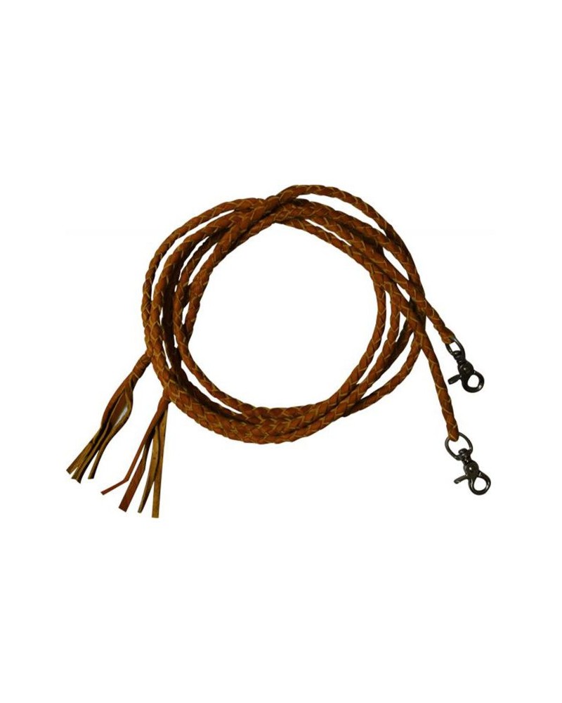 Rênes Western En Cuir Tressé - 8 Pieds (2,44m) - Largeur 5/8" - Marque Challenger - Neuf