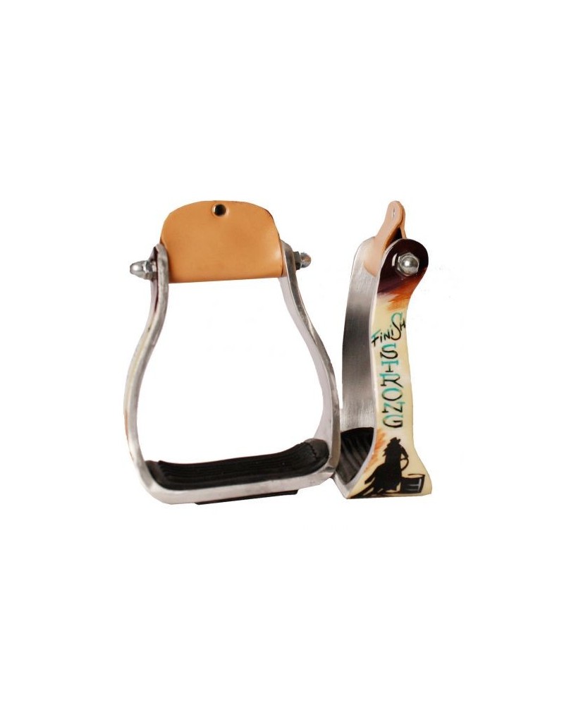 ETRIER WESTERN CHEVAL EQUITATION BOIS CUIR REWHIDE  GUETRE AMERICAINE