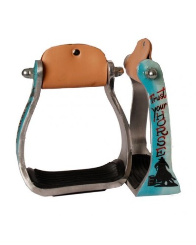 ETRIER WESTERN CHEVAL EQUITATION BOIS CUIR REWHIDE  GUETRE AMERICAINE