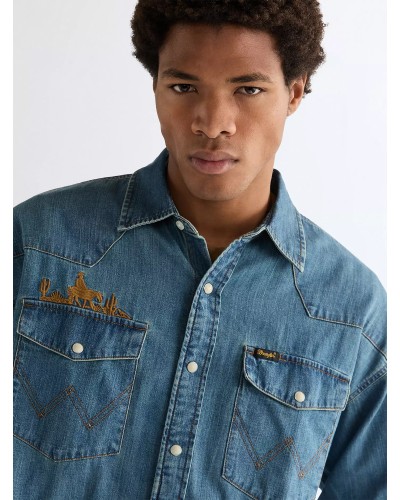 CHEMISE WESTERN AMERICAINE WRANGLER JACK DANIELS STARS AND STRIPES