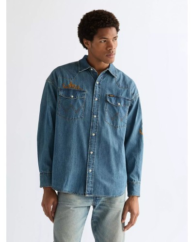 CHEMISE WESTERN AMERICAINE WRANGLER JACK DANIELS STARS AND STRIPES