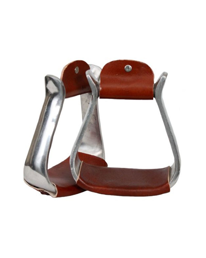 ETRIER WESTERN CHEVAL EQUITATION BOIS CUIR REWHIDE ALU SELLE AMERICAINE