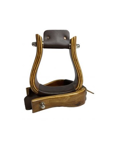 ETRIER WESTERN CHEVAL EQUITATION BOIS CUIR REWHIDE  GUETRE AMERICAINE