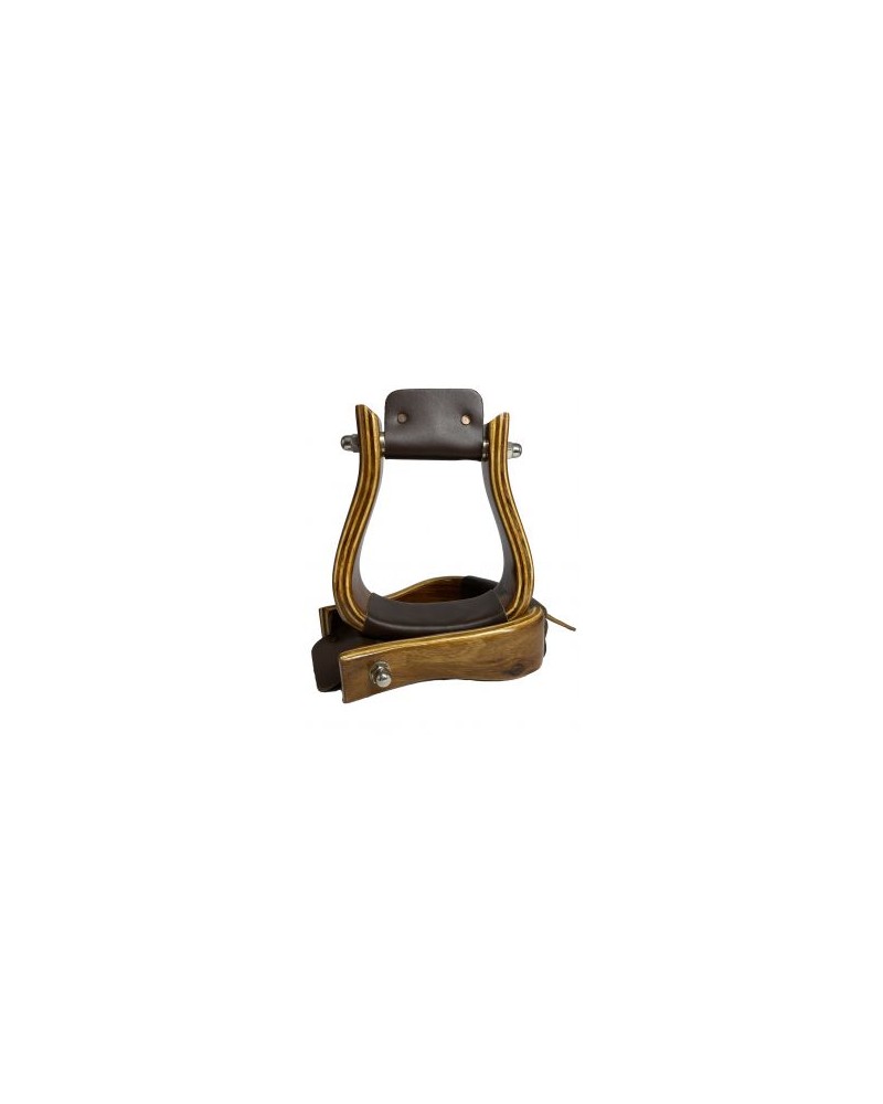 ETRIER WESTERN CHEVAL EQUITATION BOIS CUIR REWHIDE  GUETRE AMERICAINE