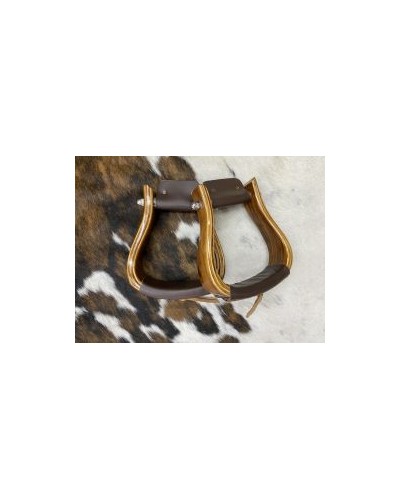 ETRIER WESTERN CHEVAL EQUITATION BOIS CUIR REWHIDE  GUETRE AMERICAINE
