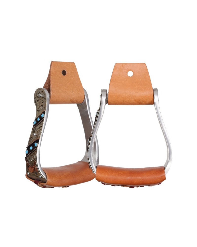 ETRIER WESTERN CHEVAL EQUITATION BOIS CUIR REWHIDE  GUETRE AMERICAINE