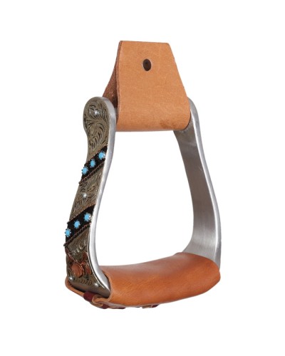ETRIER WESTERN CHEVAL EQUITATION BOIS CUIR REWHIDE  GUETRE AMERICAINE