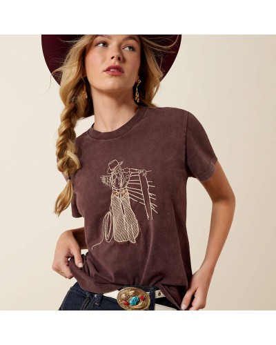 CHEMISE WESTERN AMERICAINE WRANGLER ARIAT TEE SHIRTSTARS AND STRIPES