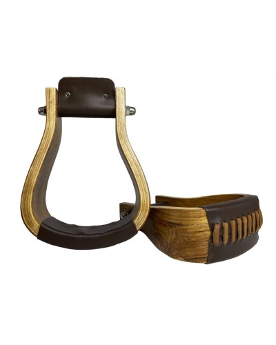 ETRIER WESTERN CHEVAL EQUITATION BOIS CUIR REWHIDE  GUETRE AMERICAINE