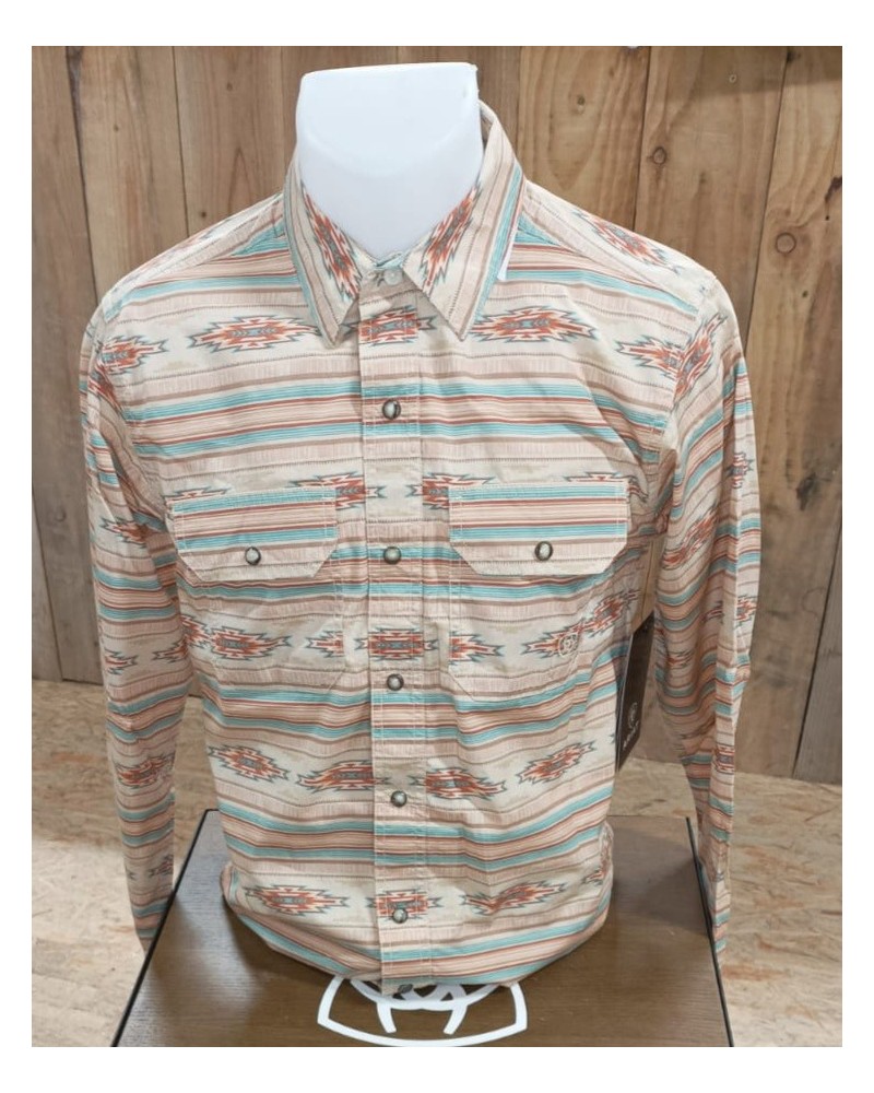 CHEMISE WESTERN AMERICAINE WRANGLER JACK DANIELS STARS AND STRIPES