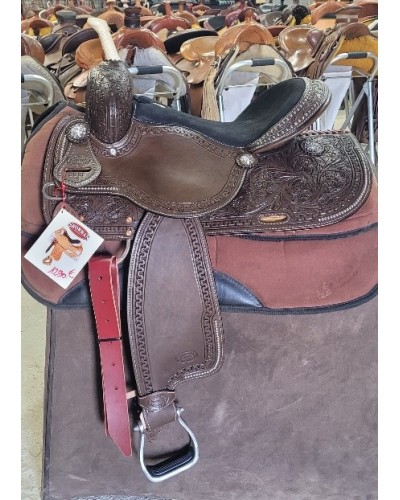 selle équitation western  barrel compétition west coast showman double s USA