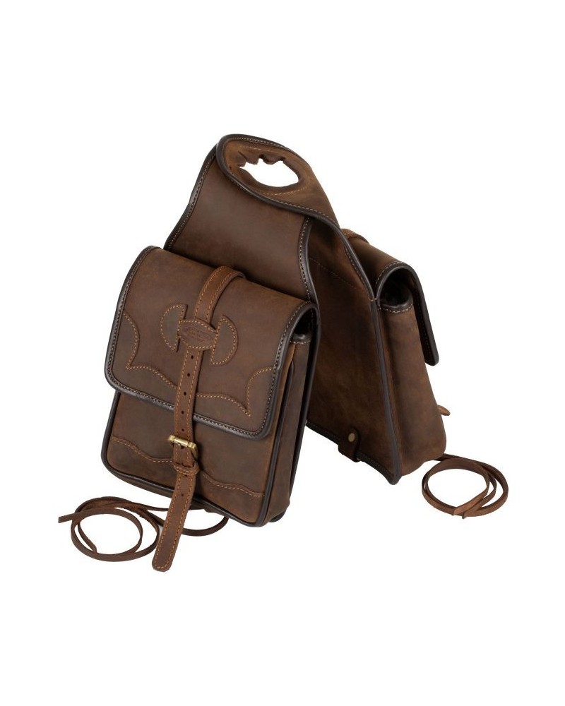 Sacoche De Selle Western En Cuir Véritable – Noir Et Marron, Robuste