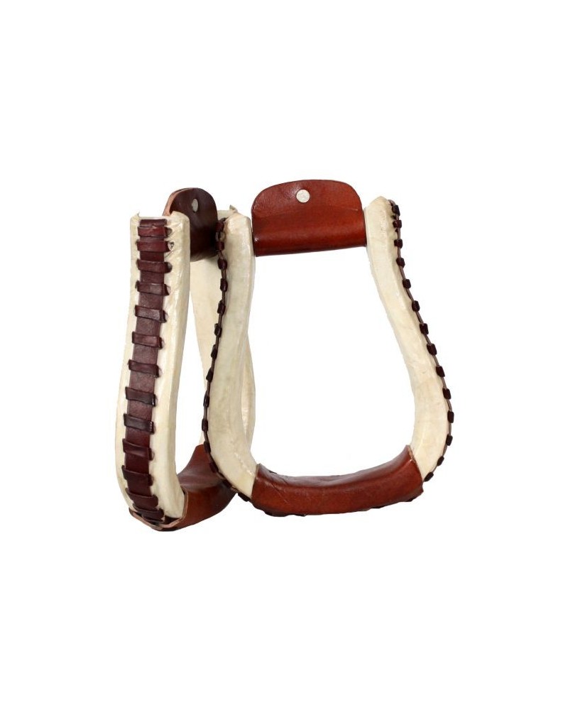 ETRIER WESTERN CHEVAL EQUITATION BOIS CUIR REWHIDE  GUETRE AMERICAINE