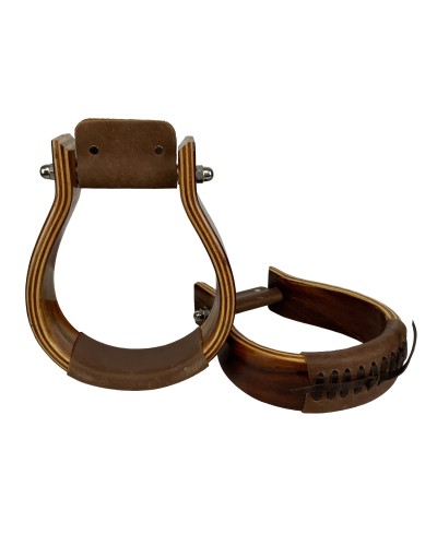 ETRIER WESTERN CHEVAL EQUITATION BOIS CUIR REWHIDE  GUETRE AMERICAINE