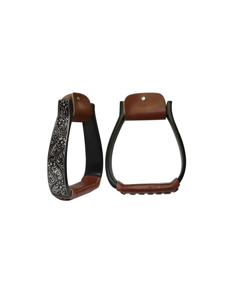 ETRIER WESTERN CHEVAL EQUITATION BOIS CUIR REWHIDE  GUETRE AMERICAINE