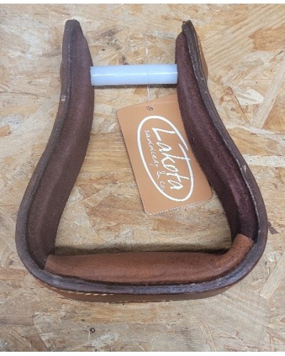 ETRIER WESTERN CHEVAL EQUITATION BOIS CUIR REWHIDE ALU SELLE AMERICAINE