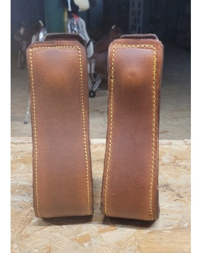 ETRIER WESTERN CHEVAL EQUITATION BOIS CUIR REWHIDE ALU SELLE AMERICAINE