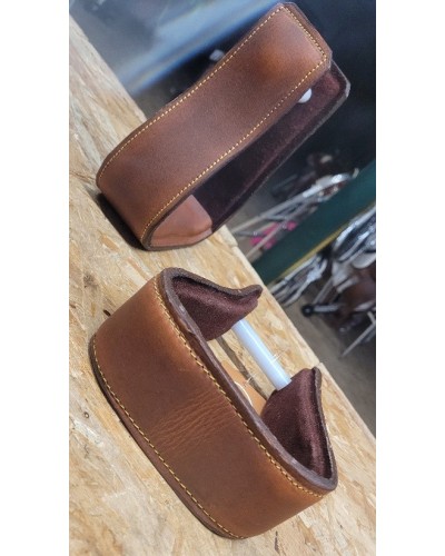 ETRIER WESTERN CHEVAL EQUITATION BOIS CUIR REWHIDE ALU SELLE AMERICAINE