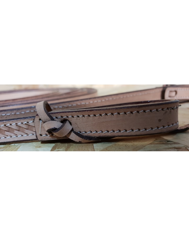 Rênes Western Ouvertes Split Reins – Biothane 16 Mm, Bleu, Longueurs 1,95m / 2,15m / 2,35m, Collar & Leash